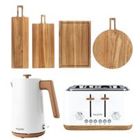 Salter Toronto Kettle, Toaster & Serving Board Set FSC- Certified Wood White