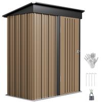 Outsunny Steel Garden Shed, Small Lean-to Shed for Bike, 5x3 ft Brown