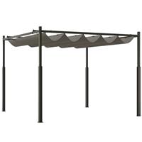 Outsunny 3 x 3(m) Pergola with Retractable Roof, 80mm Metal Column, Grey