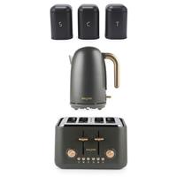Salter Pebble 1.7L Kettle, 4-Slice Toaster & Tea, Coffee, Sugar Canisters Set