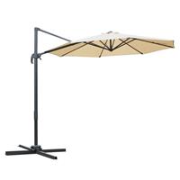 Outsunny 3(m) Garden Banana Parasol Patio Cantilever Hanging Umbrella Beige