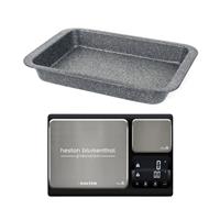 Salter Kitchen Scale & Megastone 36cm Roasting Tray Set Non-Stick Carbon Steel
