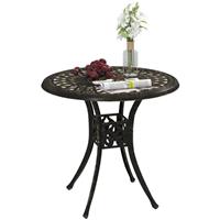 Outsunny 78 cm Round Garden Dining Table with Parasol Hole, Bronze Tone