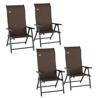 Outsunny Set of 4 Outdoor Rattan Folding Chair w/ Adjustable Backrest Brown