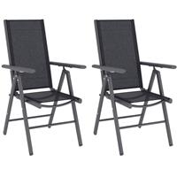 Outsunny 2PCS Folding Chair w/ Breathable Mesh Back and Seat, Dark Grey