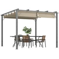 Outsunny 3 x 3(m) Aluminium Garden Pergola with Retractable Roof, Grey