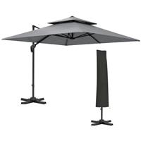 Outsunny 3x3(m) Cantilever Parasol Roma Umbrella, Only Cross Base, Light Grey