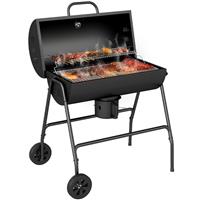 Outsunny Barrel Charcoal Barbecue BBQ Grill Trolley W/ Ash Catcher Thermometer
