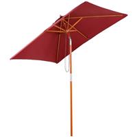 Outsunny Wooden Patio Umbrella Market Parasol Outdoor Sunshade 6 Ribs Wine Red