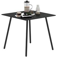 Outsunny Garden Table for 4 Person with Slat Top, Steel Frame, Black