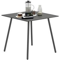 Outsunny Garden Table for 4 Person with Slat Top, Steel Frame, Grey
