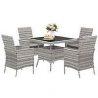 Outsunny 4 Seater Rattan Garden Furniture Set with Cushion, Mixed-Grey