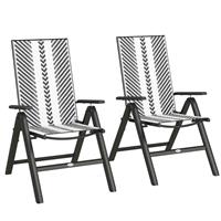 Outsunny 2PCs Rattan Folding Chair w/ 5-Position Adjustable Backrest, Grey