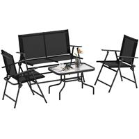 Outsunny Patio Furniture Set, Garden Set w/ Table, Foldable Chairs, a Loveseat