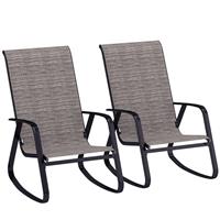 Outsunny 2PCS Garden Rocking Chairs with Armrests, High Back, Light Brown