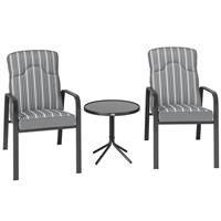 Outsunny 3-Piece Recliner Garden Chairs and Tempered Glass Table Set, Grey