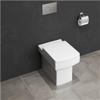 Square Back to Wall Toilet Bathroom Soft Close Seat Cistern Modern BTW WC Pan