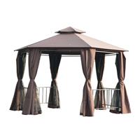 Outsunny 3x3m Patio Garden Pavilion Gazebo Canopy 2 Tier Shelter 4 Rails Side
