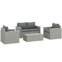 Outsunny 4 Piece Rattan Garden Furniture Set with Cushions, Light Grey