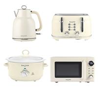 Salter Retro Cream Kitchen Set Kettle, Toaster, Microwave & Slow Cooker Combo