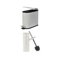 Beldray Toilet Brush & Bin Set Antibacterial, 5L Pedal Bin, Grey & Steel