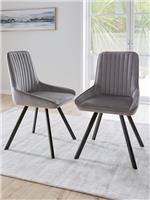 Marlow Pair of Dining Chairs Grey & Black TOP SELLER & FAST DELIVERY
