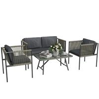 Outsunny Wicker Furniture Set with Coffee Table, Refurbished