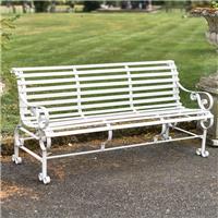 Ex-display Cream Three Seater Outdoor Traditional Metal Garden Patio Park Bench