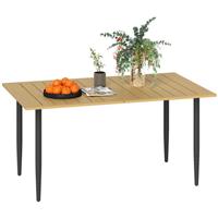 Outsunny 150x90cm Brown Garden Table w/ Parasol Hole, Refurbished