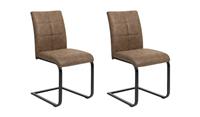 Bronson Pair of Faux Leather Dining Chairs- Brown