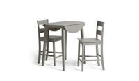 Chicago Extending Grey Bar Table & 2 Grey Stools