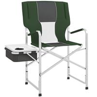 Outsunny Folding Director's Chair, Aluminium, Cooler Bag, Green, Refurbished