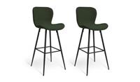 Habitat Etta Pair of Fabric Bar Stools Green Comfortable Stylish Seating
