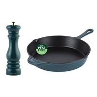 Salter Chester Mill & Frying Pan Set 26cm Skillet & Spice Grinder, Green