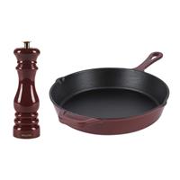 Salter Chester Mill & Frying Pan Set, 26cm Skillet & Grinder Set, Red, Induction