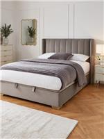 New Dakota Velvet End Lift Up Storage Ottoman Double Bed Grey Free Delivery UK
