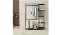 Spencer 2 Rail 4 Shelf Wardrobe - Black