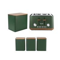 Salter Toronto Kitchen Set 4 Slice Toaster Bread Bin & 3-Piece Canister Set