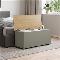 Arlington Storage Ottoman Grey Foot Stool Bench Seat Box Chest Lid UK