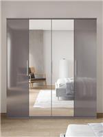 Prague Gloss 4 Door 3 Drawer Wardrobe Grey Bedroom Storage Mirror UK
