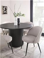 Carina Round 120cm Dining Black Table 4 Chairs Scandi Style Kitchen Bistro UK
