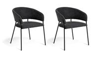 Sawyer Pair of Fabric Dining Chairs Charcoal Modern Kitchen Furniture Set