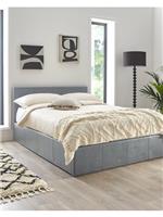 Marston Faux Leather Ottoman Bed King Grey | Storage Headboard | Sprung Slats