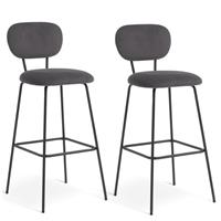 Habitat Ariana Pair of Velvet Bar Stools Dark Grey Padded Seat Comfort