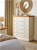 Hanna 5 Drawer Chest Cream Oak | Farmhouse Style | Metal Runners