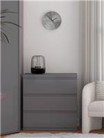 Layton Gloss 3 Drawer Chest Grey | Handle-Free Design | High Gloss Finish