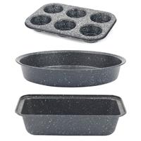 Salter Cake Tin Set Non-Stick Bakeware Oven Trays Carbon Steel Muffin Tray Loaf