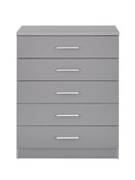 Panama 5 Drawer Chest Grey | Compact Storage | Easy-Glide Runners