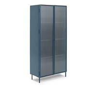 Habitat Morillo 2 Door Glass Display Cabinet Blue Storage Organiser