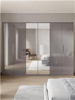 Prague Gloss 6 Door Mirrored Wardrobe Grey | Large Storage | Bedroom Organiser